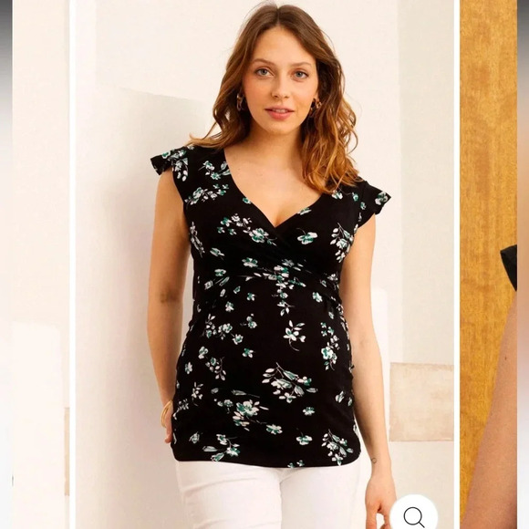 Maternity & Nursing V-Neck Top Sz 4/6 - Picture 1 of 9